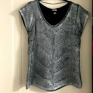 Worthington, Size 12, black & silver metallic cut out sweater. New